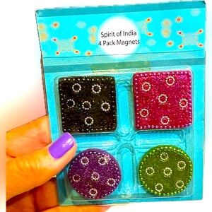 VTG 2005 SPIRIT OF INDIA LAC MAGNETS REFRIGERATOR FRIG DECOR SET OF 4 SEALED